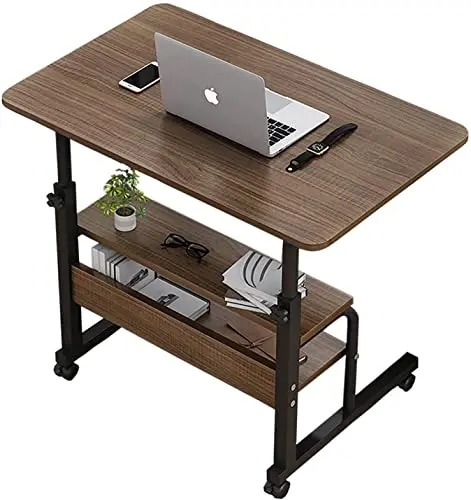 Mobile Laptop Table for Students Adjustable Height Storage Wheels for Easy Movement in Small Spaces