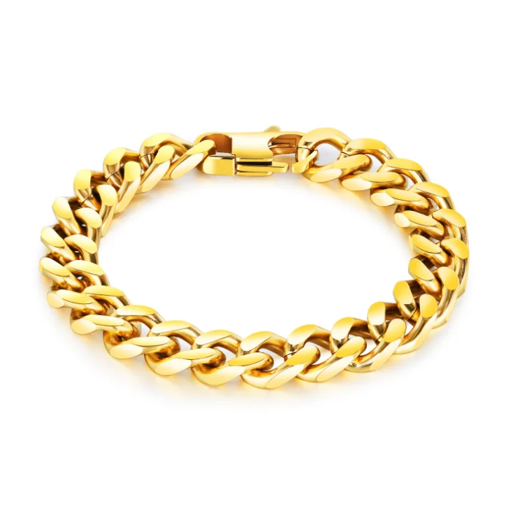 2020 Hip Hop Jewelry Fashion Miami Cuban Chain Bracelet Bracelet Gold Chunly Men Bracelets