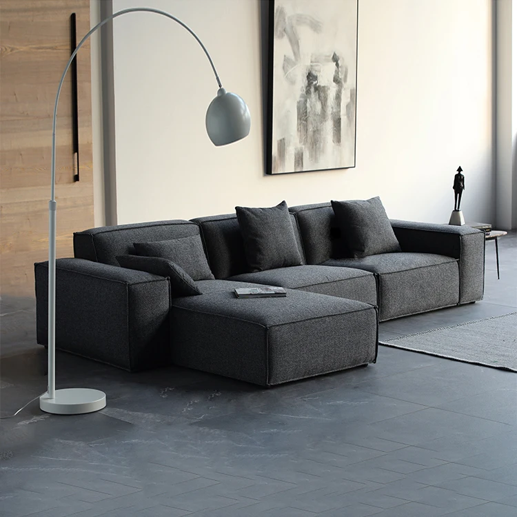 
Modern and simple cloth art L shape sofa Nordic sitting room furniture corner combination sofa 