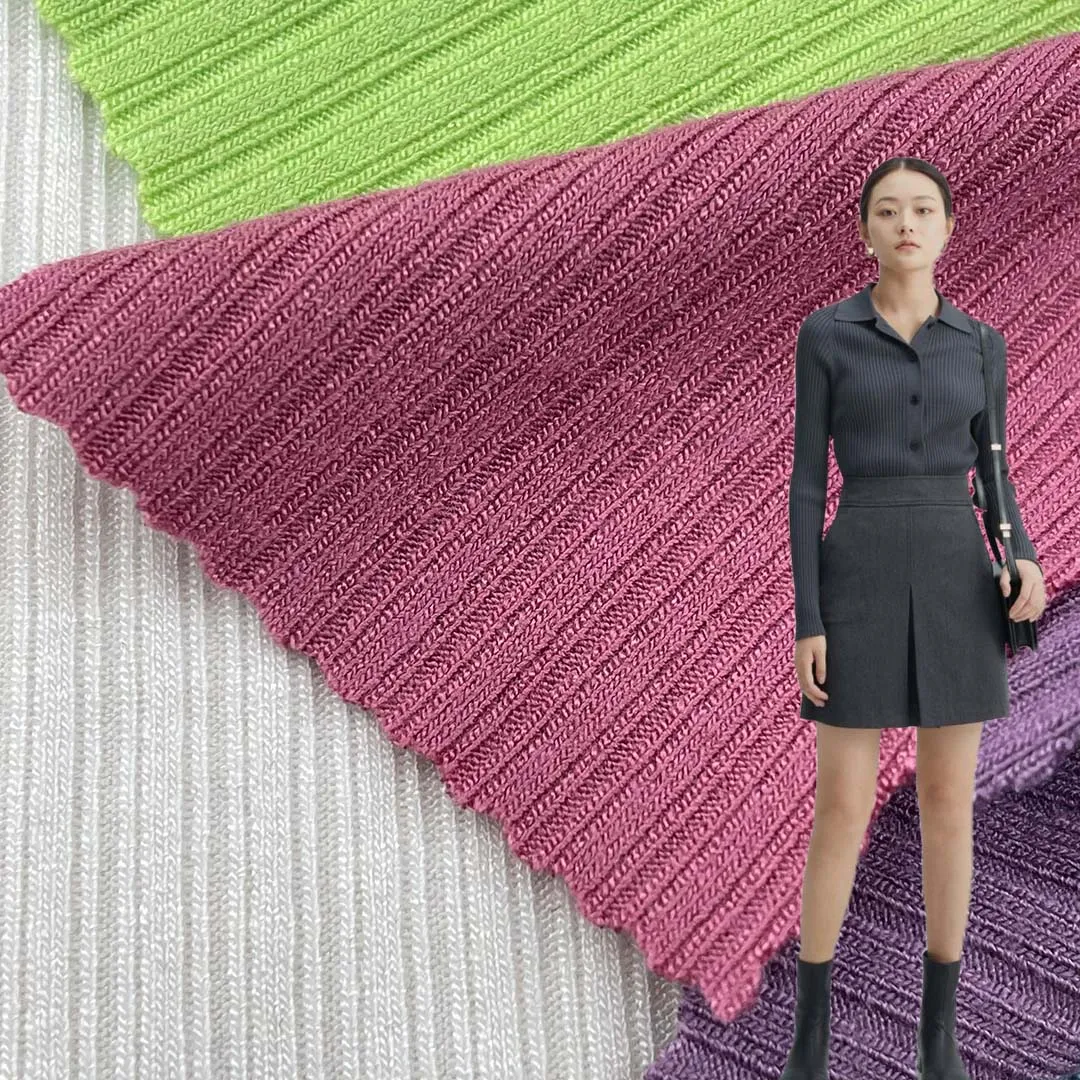 Autumn hot sale 0EM 250g heavy knitted spandex stretch rib rayon viscose pit strip knitted dress suit sweater fabric
