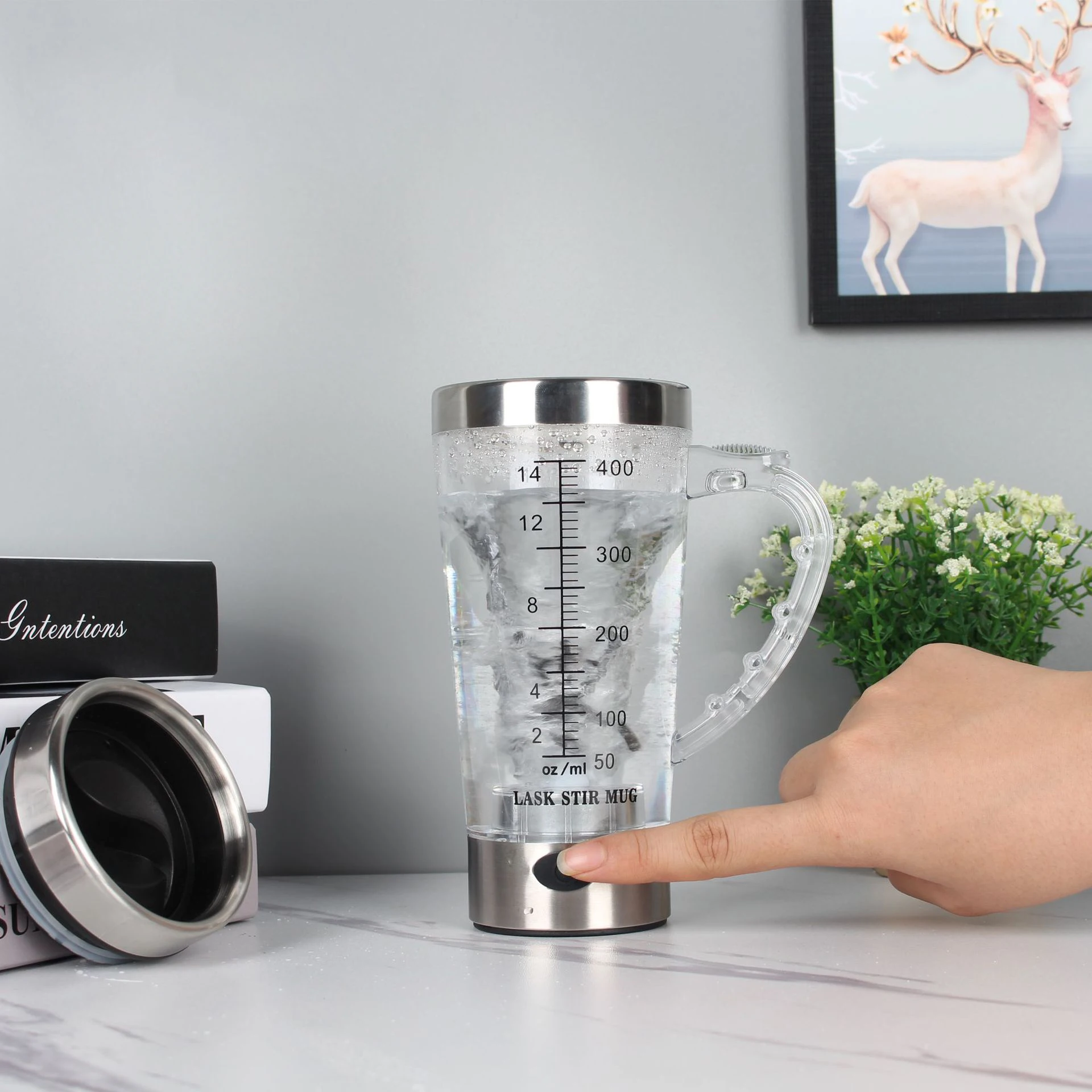Self stirring mug stainless steel cups Portable blender Electric mixer Coffee Shaker Cup Automatic transparent Magnetic Mug