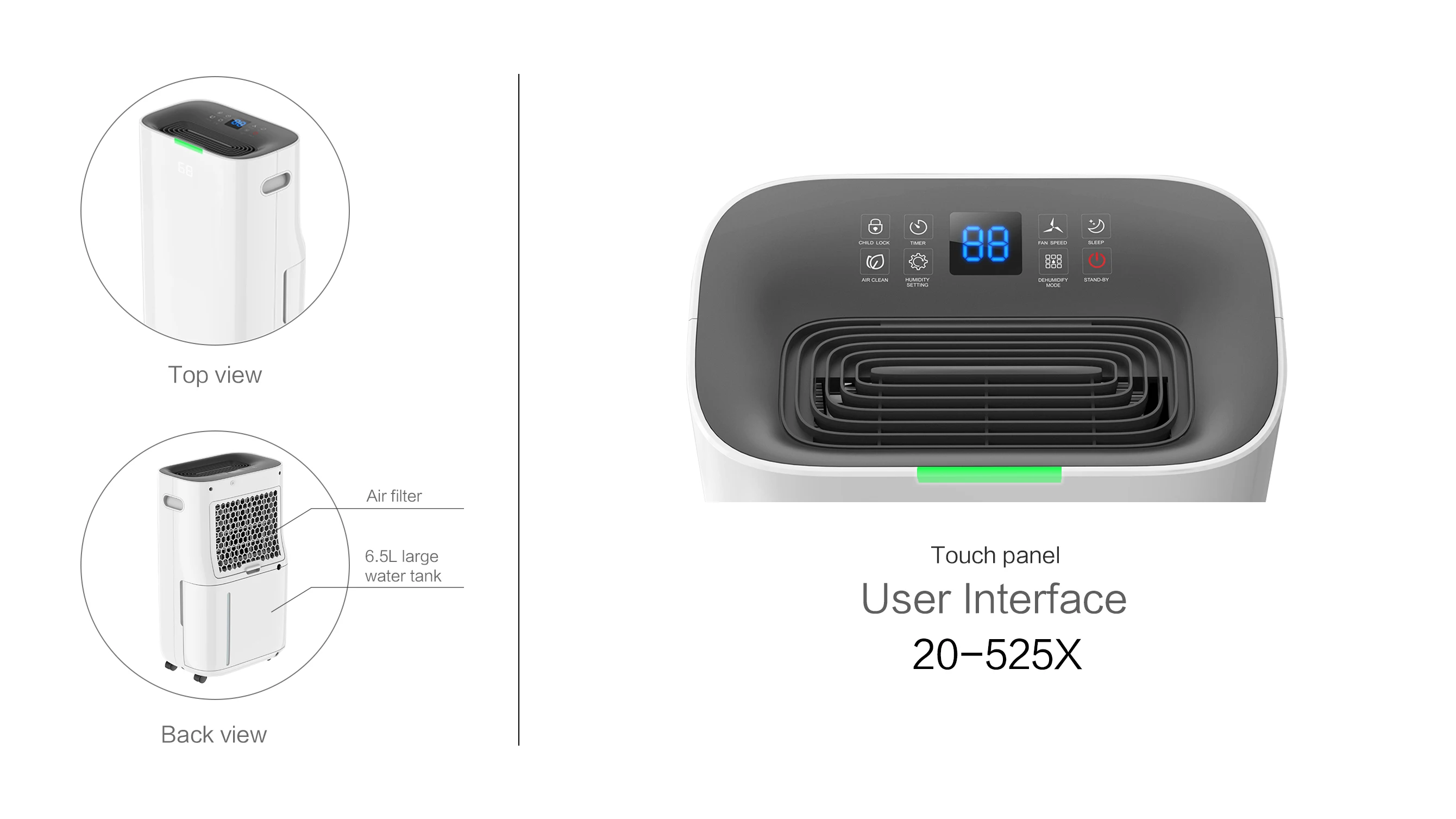 20L Mobile Air Dehumidifier for Medium to Large Size Home with Wifi smart control dehumidifiers