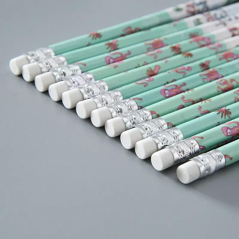 Wholesale back to school pen set custom wood gift pencil 7 inch HB 2B 2H lead hexagonal round triangle pencil with eraser