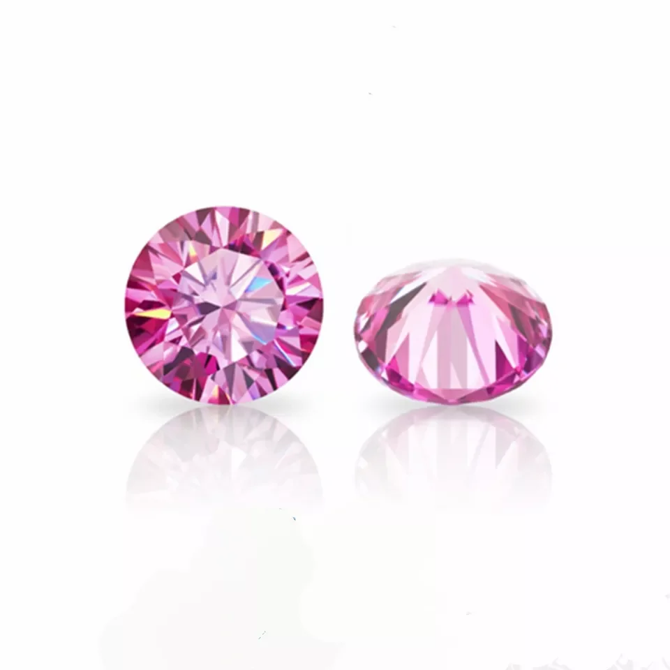 SICGEM Custom Pink Loose Moissanite Certified D Color VVS1 round Cut Gemstone