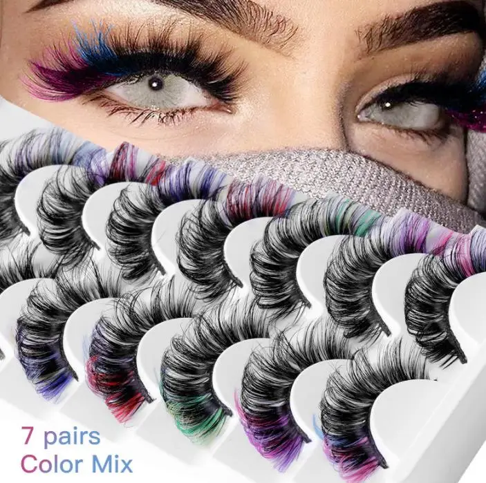 Free sample High same mink hair color eyelashes thick curling eye end false eyelashes