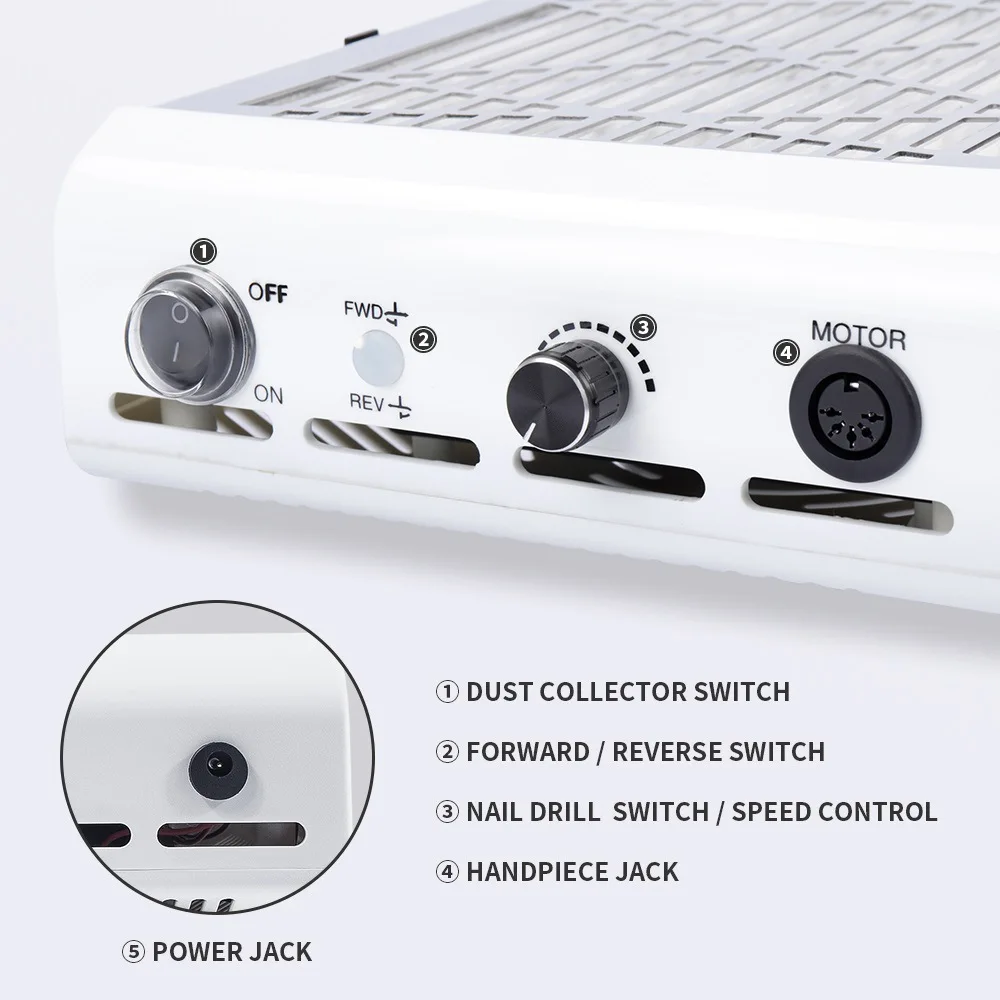 2-IN-1 Nail Drill And Nail Dust Collector Manicure With Powerful Fan