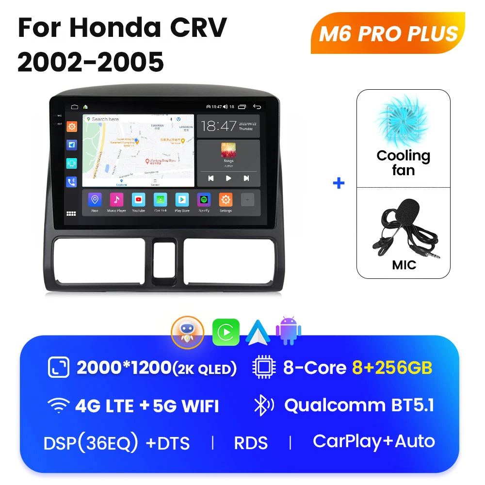 MEKEDE M6 Pro Android 12 8 ядер 256 ГБ 2K DSP 2DIN GPS WIFI магнитола для Honda CRV 2002-2005 mazda 6