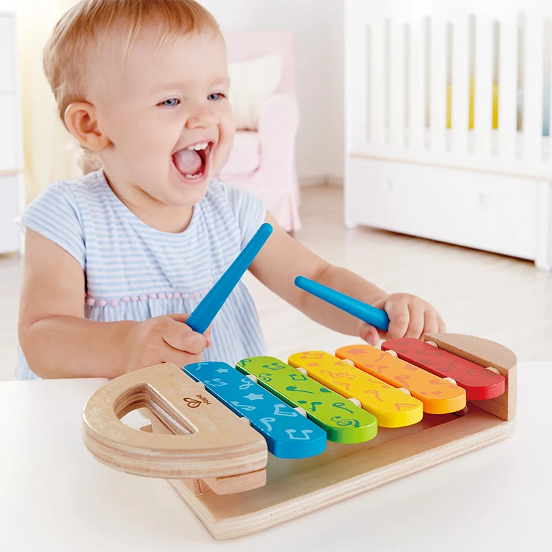 Baby Musical Instrument Toy Educational Wooden Musical Toy Set Kids Drum Set With Xylophone Flute Tambourine Multiple Tools