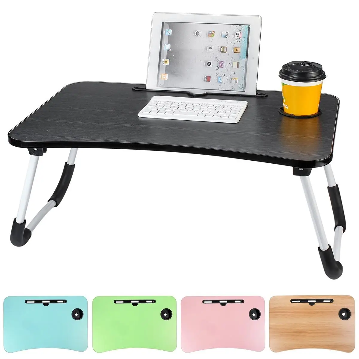 Folding Laptop Bed Desk Wood Top Kid Study Desk With Drawer For Writing Desk Office Home Use