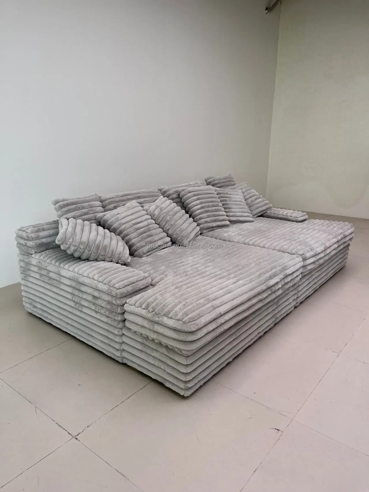 Living Room Compressed Furniture Tiktok Hot Selling Thick Striped Corduroy Modular Sectional Sofa Couch Set