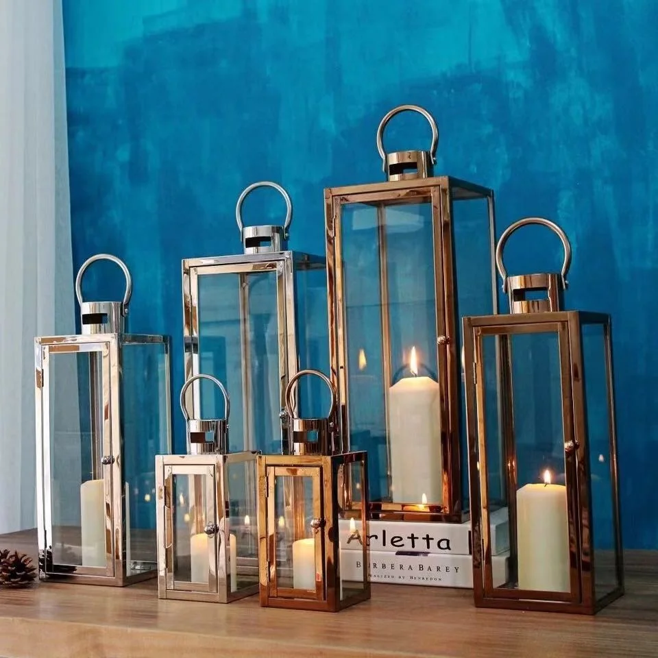 
Wholesale candle holder in steel lantern for wedding party decoration 