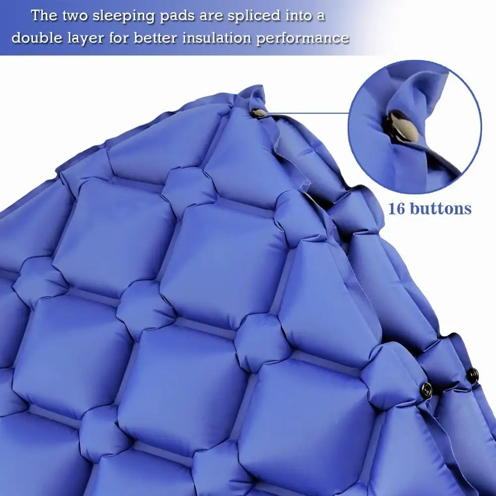 Camping Sleeping Pad for 2 Person - Inflatable Air Sleeping Pad, Ultralight Sleeping Mat Come with Connect Buckles