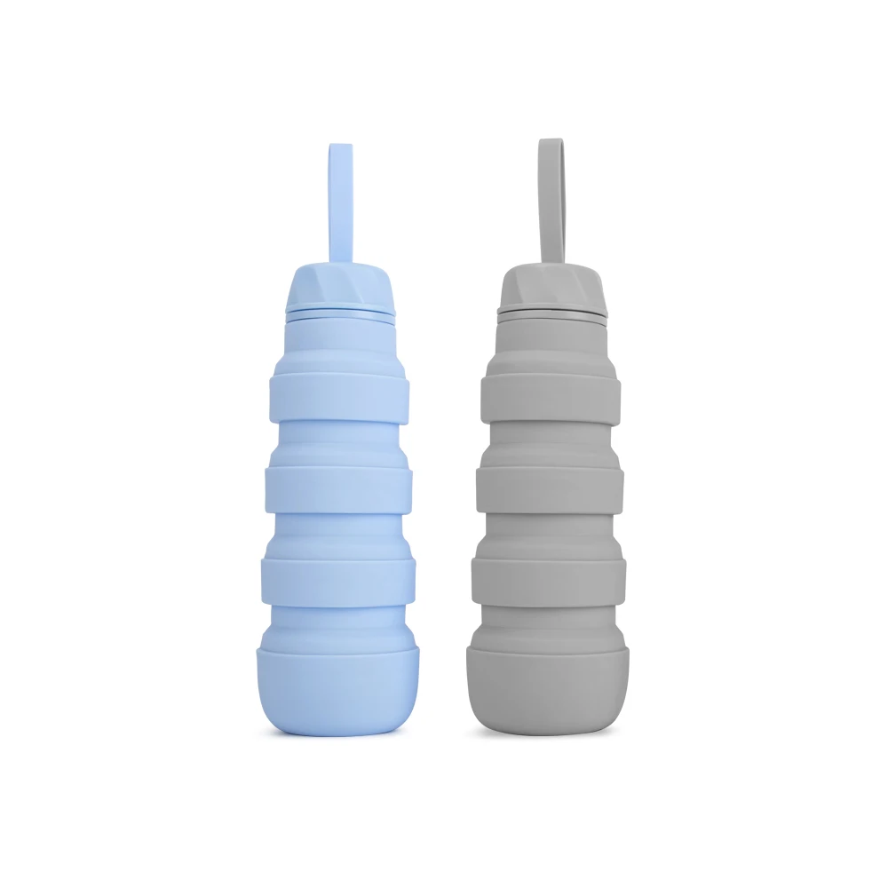 sport silicone portable foldable water bottle 18oz 550ml BPA free for women men