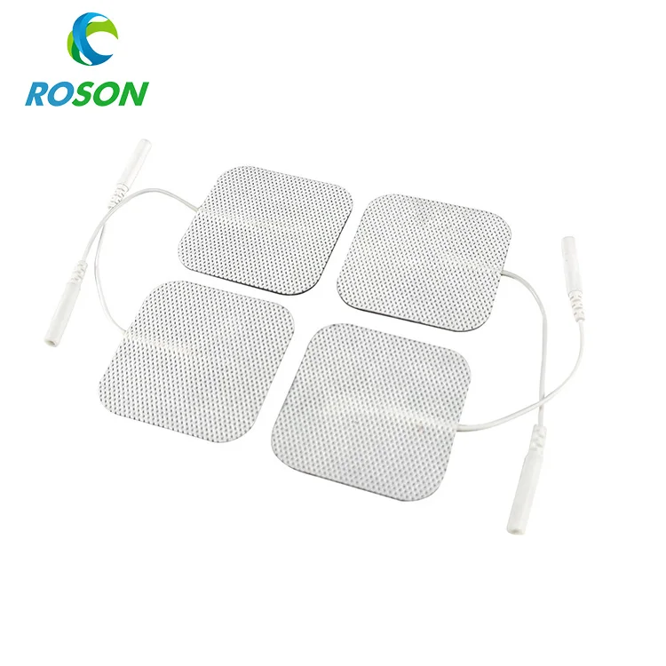 4 Piece Reusable Conductive Rubber Electrode Pads 5*5 TENS Unit Adhesive Gel Pads for Body Stimulation Massager