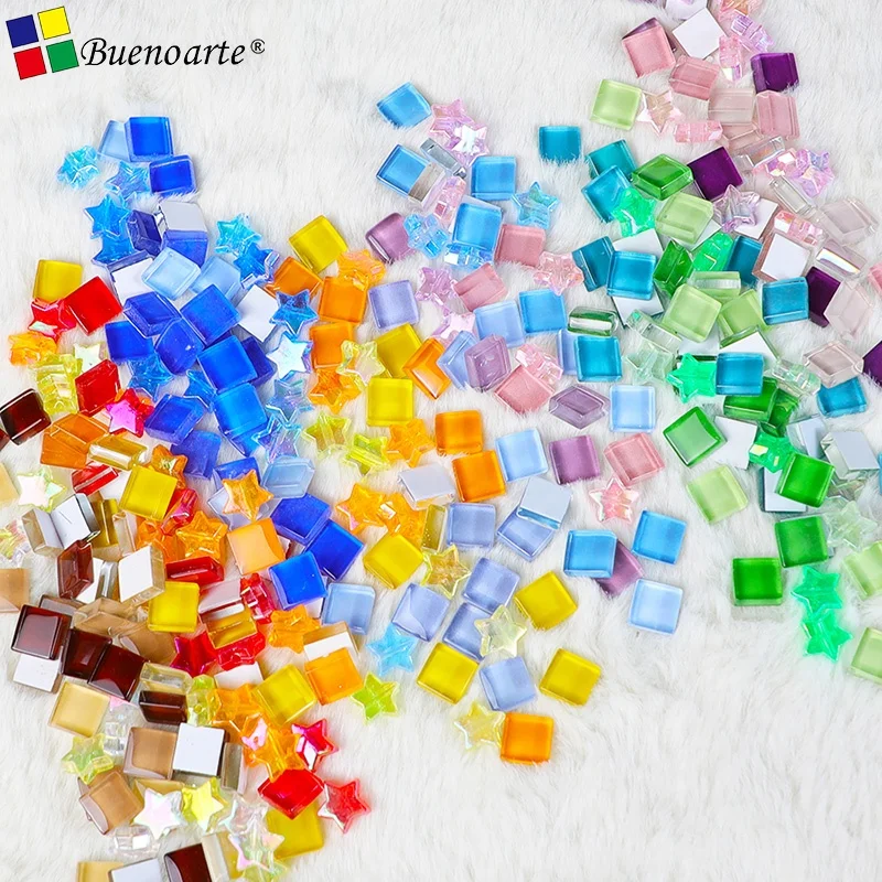 DIY Mosaic Crystal Glass Tile With Star Acrylic Insert Hobby Craft Tile, Creative Mosaic Craft Tile For Educational Toy