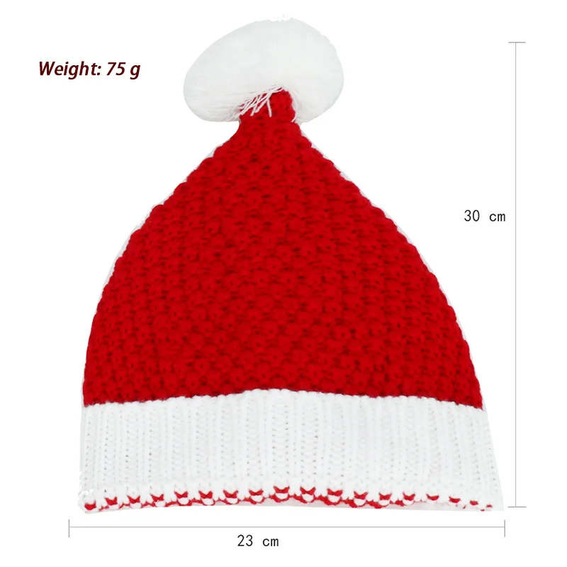 Wholesale Santa Christmas beanie manufacturer beanies hats with custom logo Winter Knitted Faux Fur Ball Pom Pom