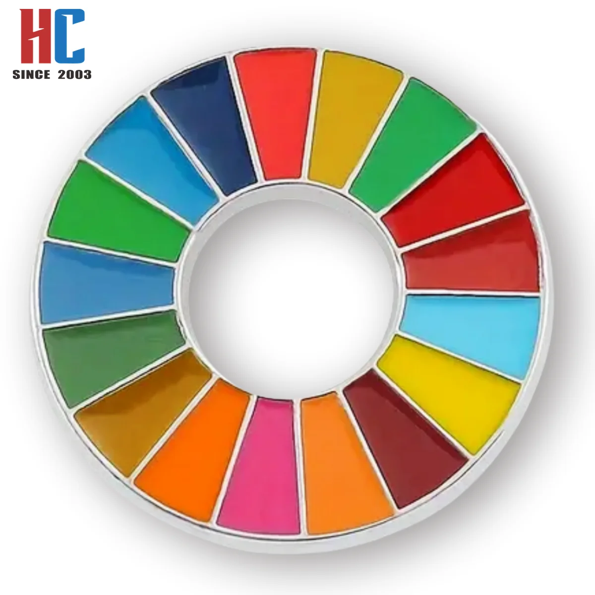 20 Years  Factory Custom shiny gold Sustainable Development Goals SDGs badge enamel Lapel Pin