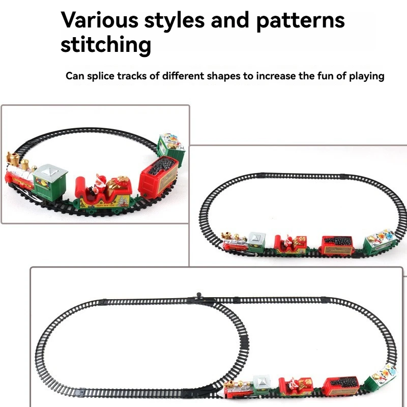 2024 Unisex Santa Railway Electric Car Track Set Plastic Race Train Tracks Rail Fast Cars Slot Toys for Kids 2-4 Years