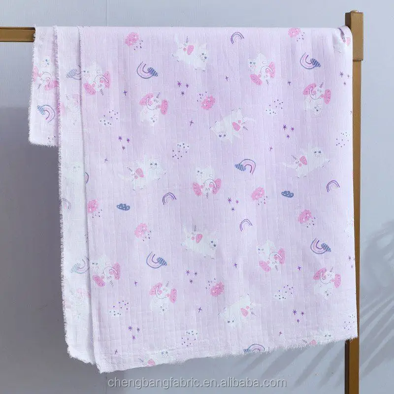 Chengbang Fabric Manufacture 100% Combed Cotton Soft and Breathable Muslin Fabric for Baby Swaddle