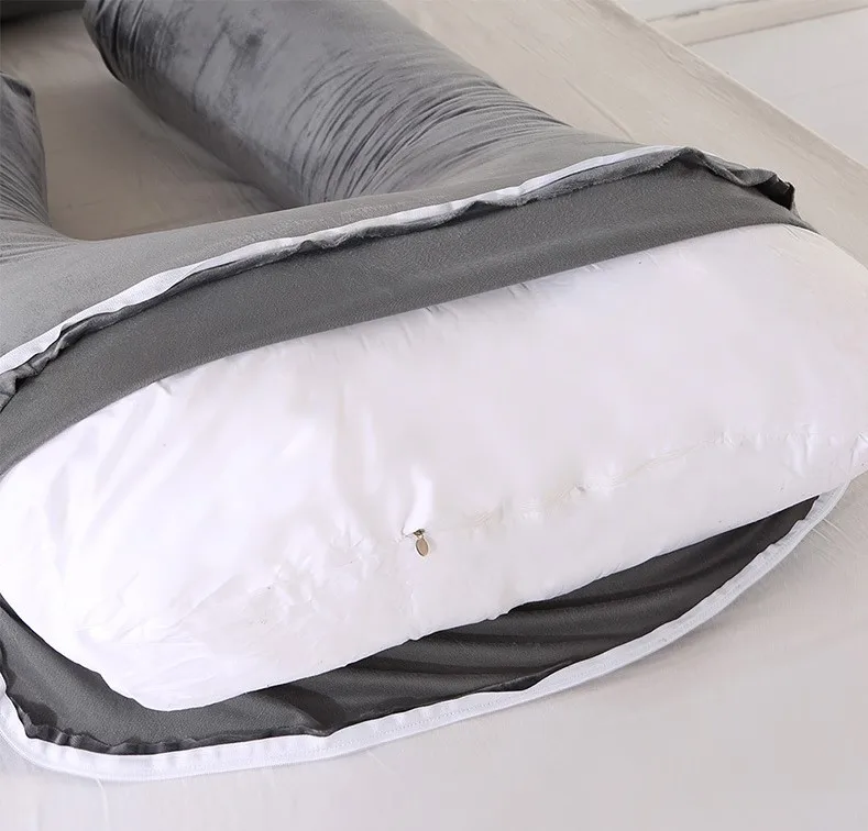 Removable and washable elastic comfortable soft crystal velvet J-shaped pregnancy pillow