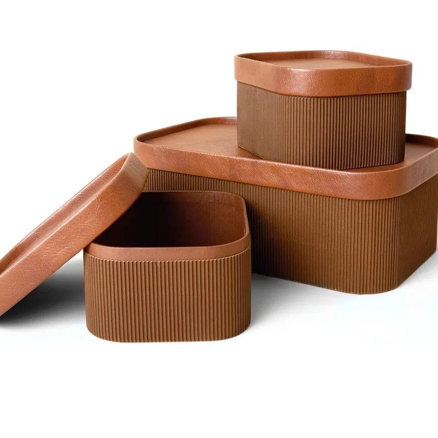 Simple Style Paper Boxes Decorative Tray Organizer Bins Fluted Cardboard Storage Baskets for Jewelry Organizing