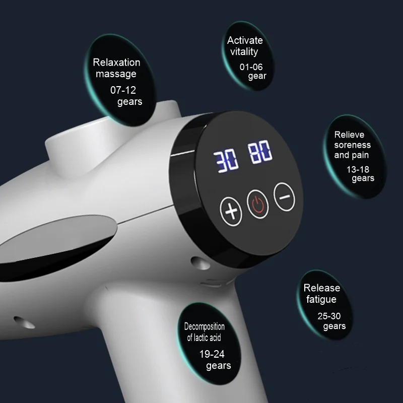 Percussion Gun Massager 10Mm Vibration Muscle Massage 6 Heads Fascia Mini Deep Tissue 30Greas LCD Display Massage Gun