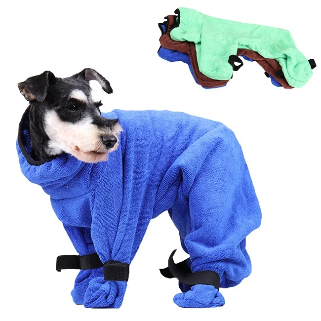 Luxury Full Body Wrap Super Absorbent Pets Bath Robe Towel Microfibre Dog Bathrobe Towel Adjustable Dry Fast Dog Drying Coat