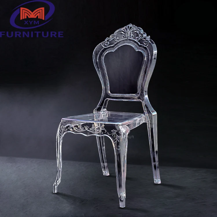 Hotel Chair Dining Chairs Hotel Furniture Transparent Clear Plastic Stainless Steel for Events Modern One Piece Design 4pcs/ctn