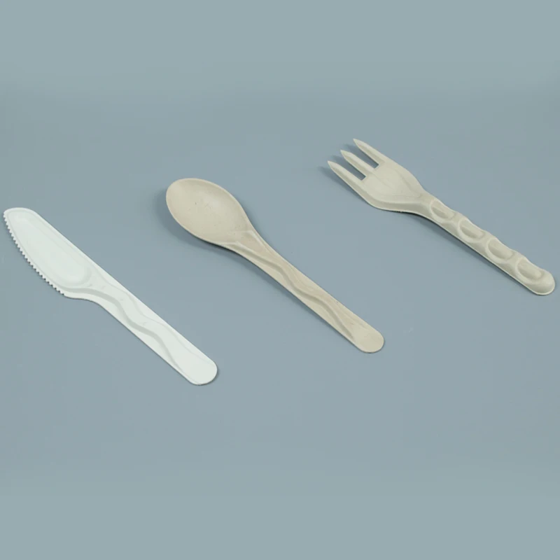 Biodegradable Disposable Sugarcane Pulp White edible cutlery bagasse paper knife fork spoon