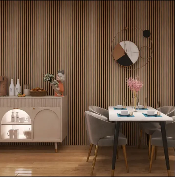 Akupanel Modern Bedroom Ceiling 3000mm Wide Slat Acoustic MDF Wood Wall Panels 3D Oak Decor Burned Hanger Sound Includes Cover