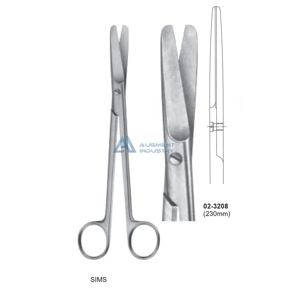 Гинекологические ножницы SIMS, прямые снятые лезвия 230 мм (9 дюймов), тупые/тупые | Акушерские и гинекологические инструменты