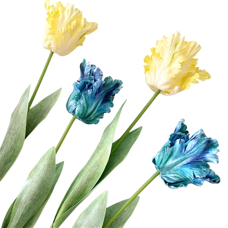 2023 New High Grade Artificial Real Touch Tulip Stem Parrot Tulips For Home Decor