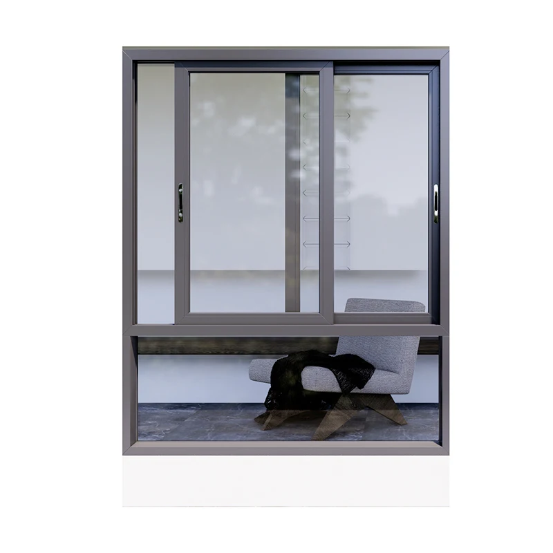 Factory Direct Sales Latest Sliding Window Design Metal Gray High-grade Aluminum Alloy Frame Glass Sliding Window