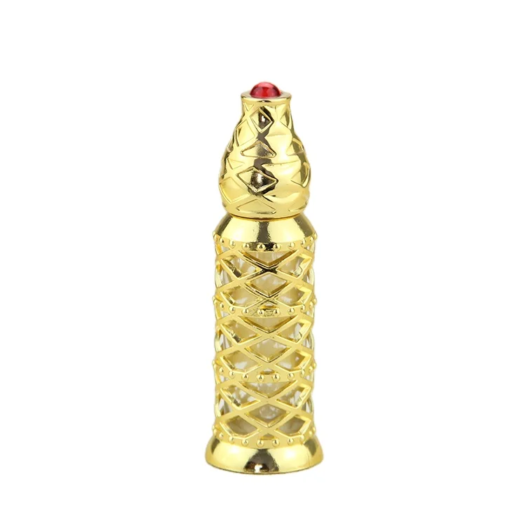 
golden color attar bottle Arabic style metal essential oil bottle 