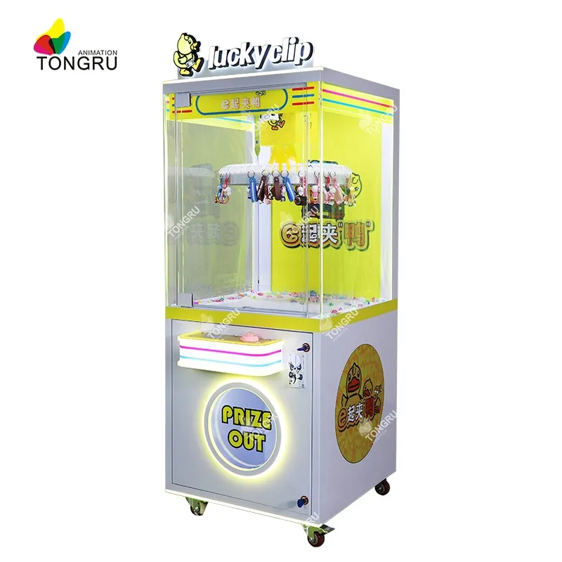 Coin operated machine duck lucky planet clip prize clamp snacks vending arcade crane game clip claw machine