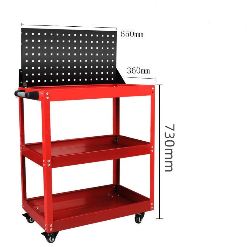 red 4 Tiers metal Solid Rolling Tool Cart Trolley Utility Cart with Wheels for Workshop and Garage