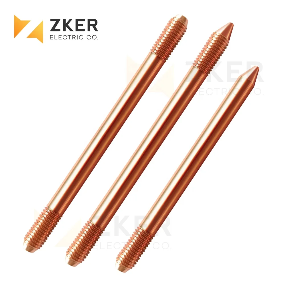 High Conductive Copper Clad Steel Earthing Rod,Two Ends Threaded Copper Grounding Rod