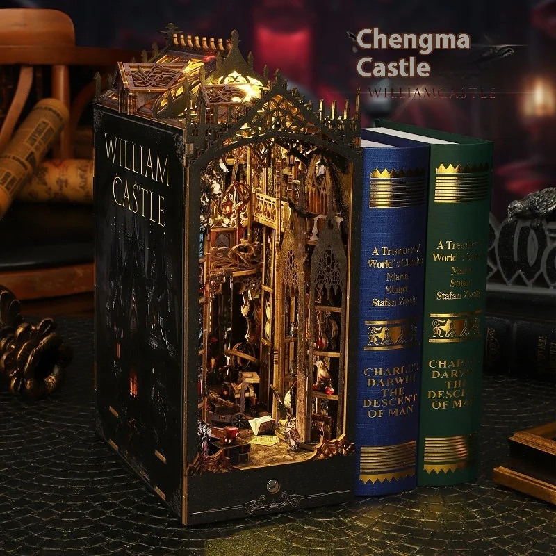 DIY Cabin Castle Hand-Assembled 3D Stereo Book Creative Wood Puzzle Model Ornaments Stylish Toy