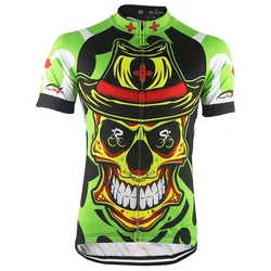 HIRBGOD Mens Vintage Biker T-shirts Skeleton Cycling Jersey Cyclist Wearing Jersey Outdoor Full Zip Bicycle Apparel