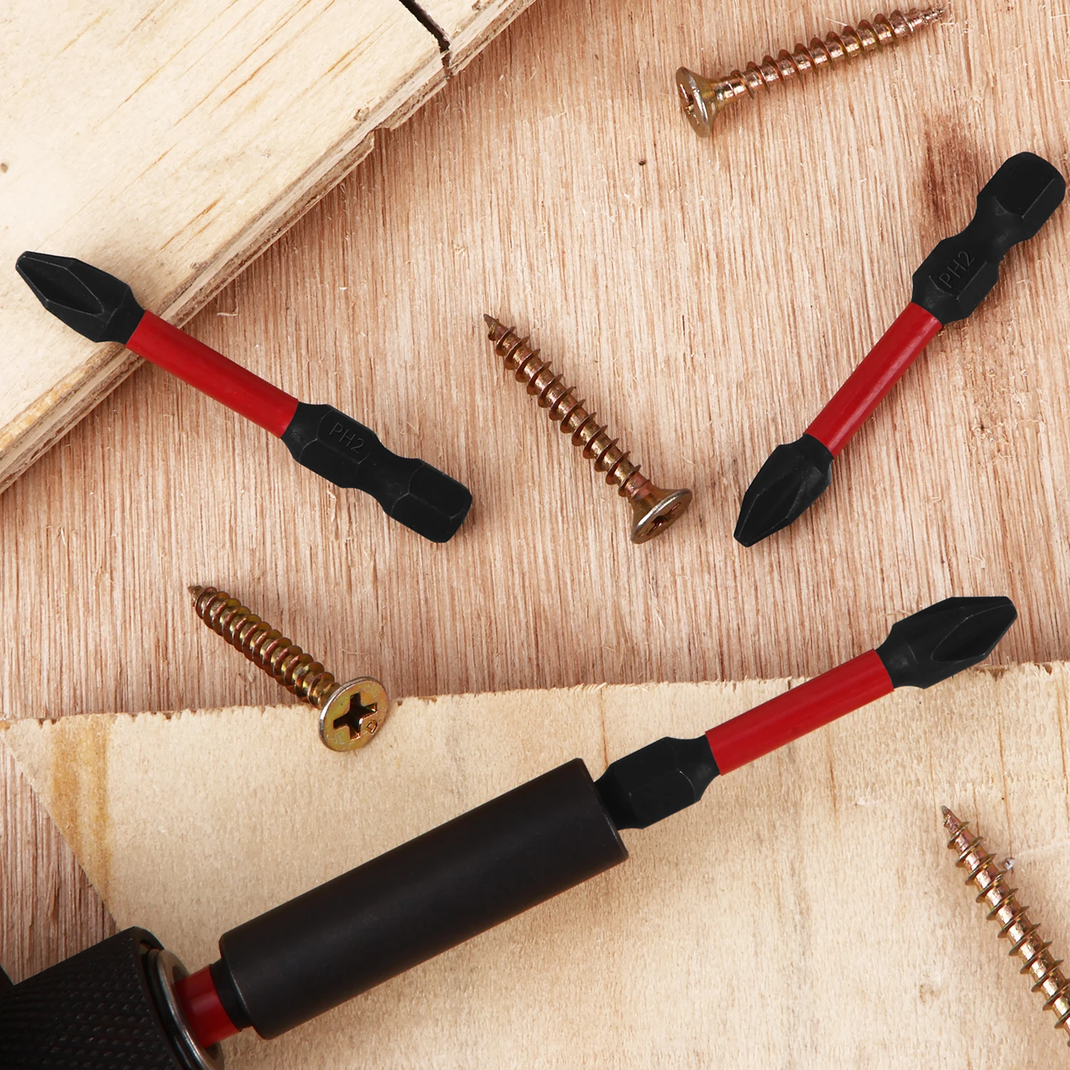 Hand Drill Bits Phillips Head Taiwan S2 Material 50MM Impact Screwdriver Bits With Red Color Ring