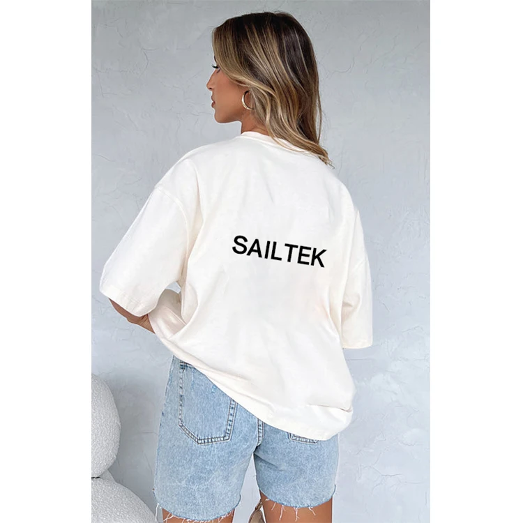 Короткий рукав тяжелых хлопковая Футболка для женщин 100% хлопок высокое качество пользовательских печати женские футболки