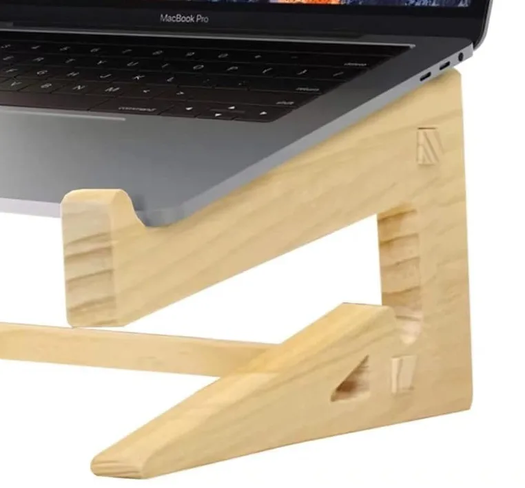 Portable Ergonomically Designed Wooden Notebook and Laptop Cooling Stand Space-Saving Home Decor