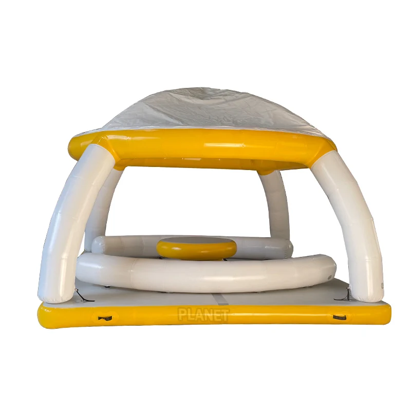 Hot Summer Water Play Equipment Large Floating Water Platform Island Inflatable Party Boat For Leisure