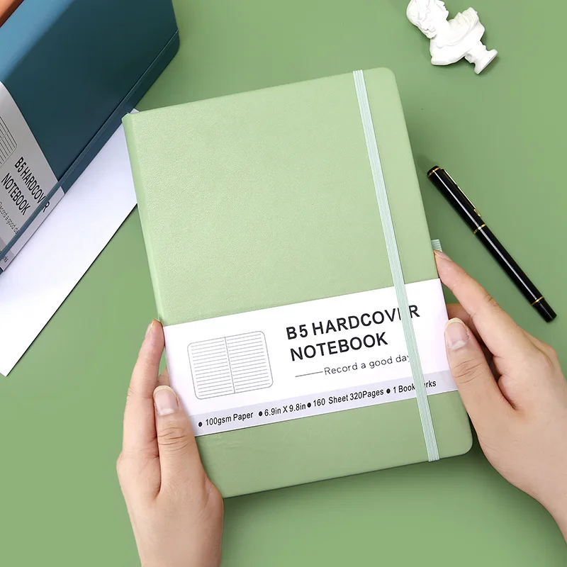 OEM Factory Custom Logo A5 B5 White Conference Learning Pu Leather Notebook for Business Promotion