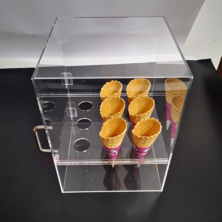 Acrylic Ice Cream Cone Display Stand Holder with Door