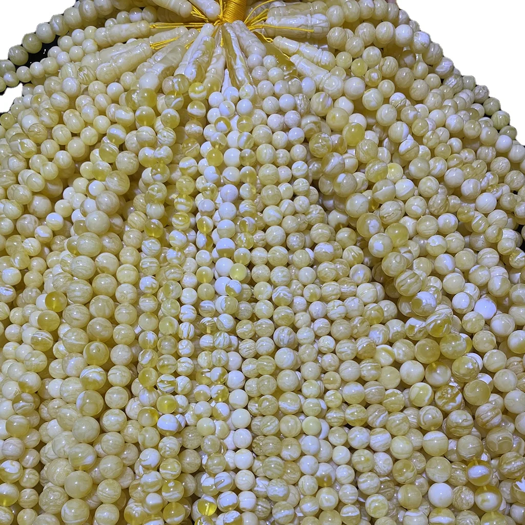 Natural Baltic Sea Russian amber 10-14mm white tiger pattern Muslim prayer beads with tisbiha Imams