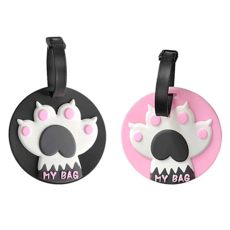 Make Your Own Design Waterproof Soft PVC Cat Claw Luggage Tag Plastic Travel Silicone Name Tag For Bag