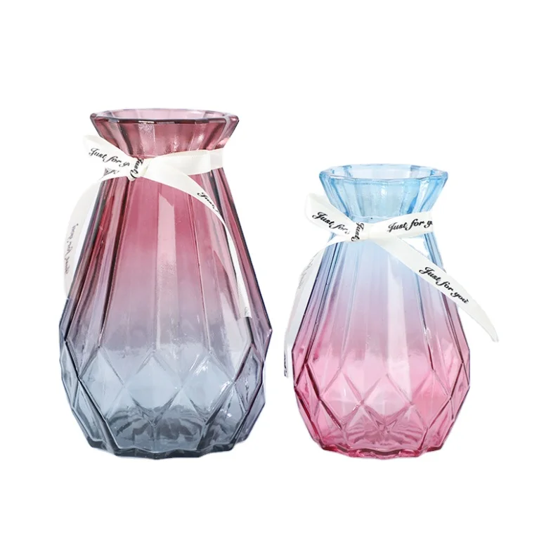 Transparent glass vase for flower home decoration clear and colorful different sizes glass vase wholesale price