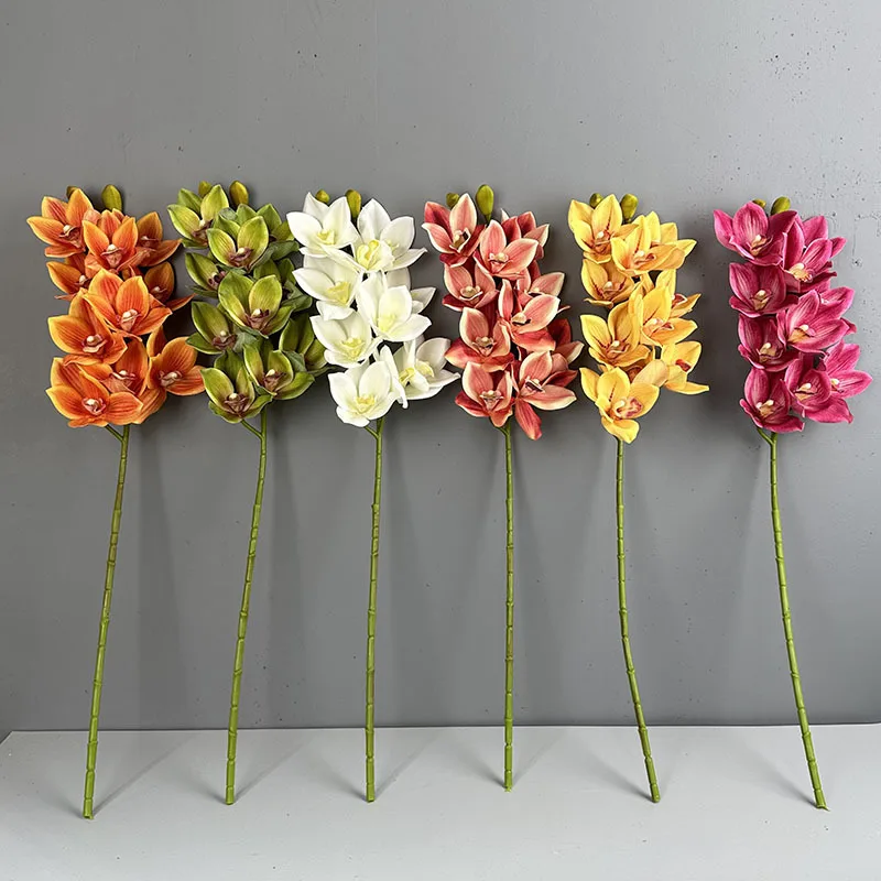 Feel Cymbidium Simulation Flower 3D Printing High Quality Decorative Flowers Home Wedding Mall Phalaenopsis Orchid