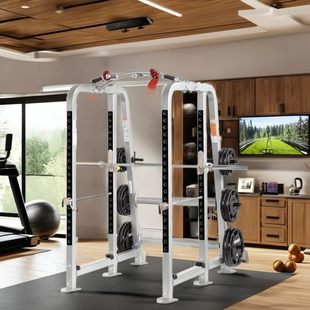 Unisex Power Cage Rack Squat Machine Home Gym Equipment Strength Training Steel Metal Chest Shoulder Back Arms Legs Exercise